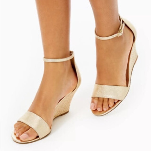 Lilly Pulitzer Shoes - Lilly Pulitzer Gold and Cream Wedges